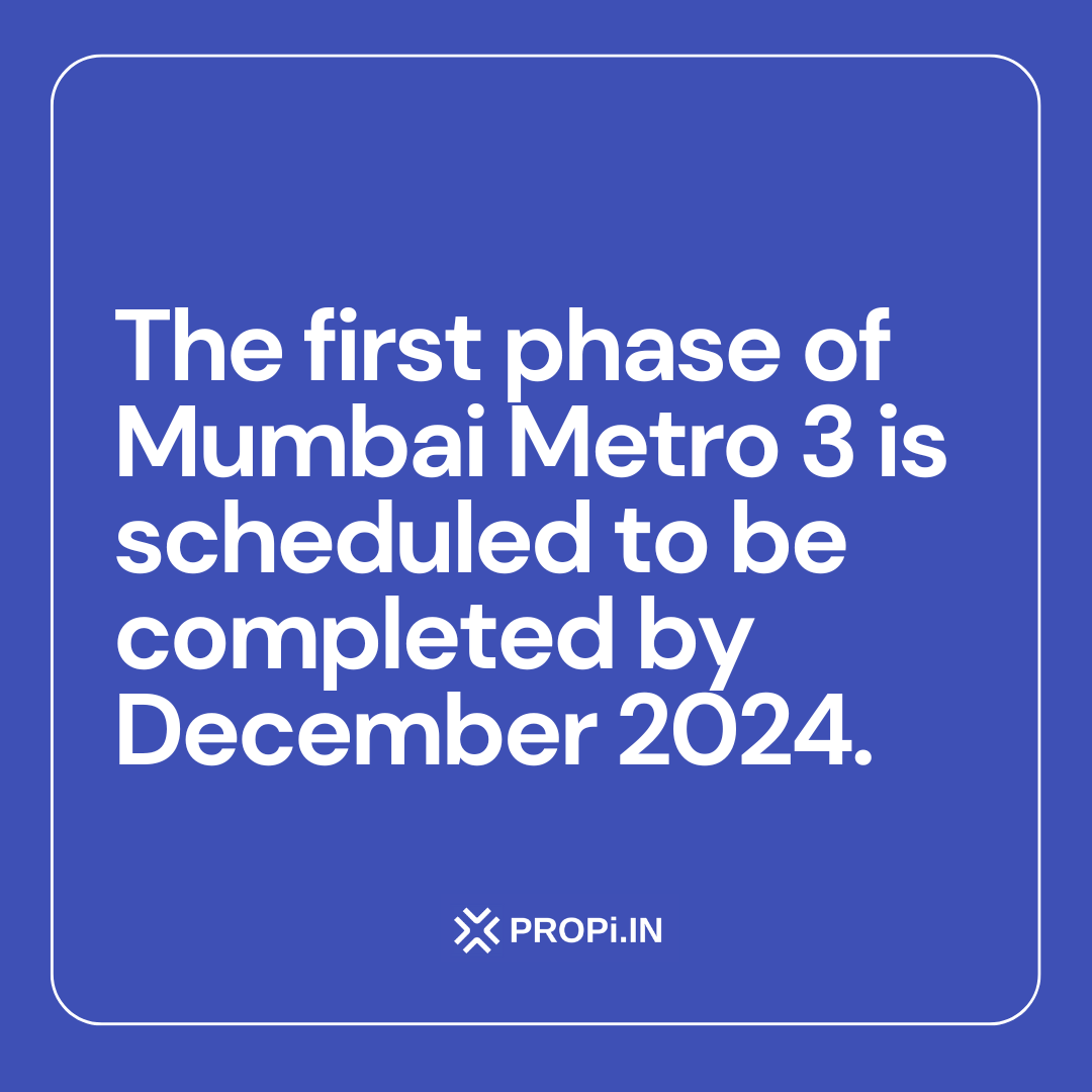 The first phase of Mumbai Metro 3 is scheduled to be completed by December 2024.